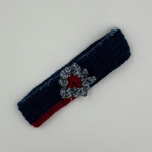 Handcrafted Navy and Red Crochet Headband